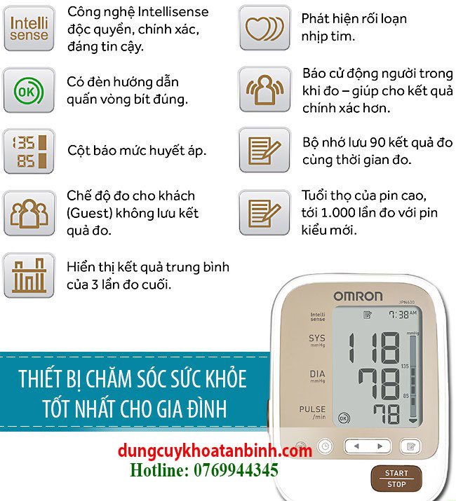 Máy đo huyết áp tự động Omron Hem JPN600 chất lượng